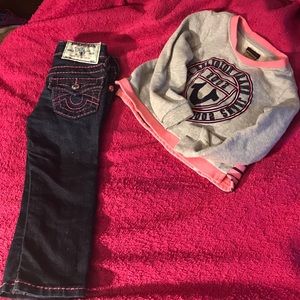 2t True Religion Jeans with Sweatshirt